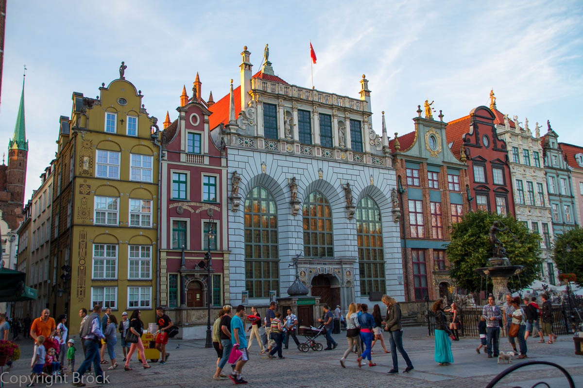 Danzig Langer Markt Artus Hof Goldener Hahn Neptun-Brunnen