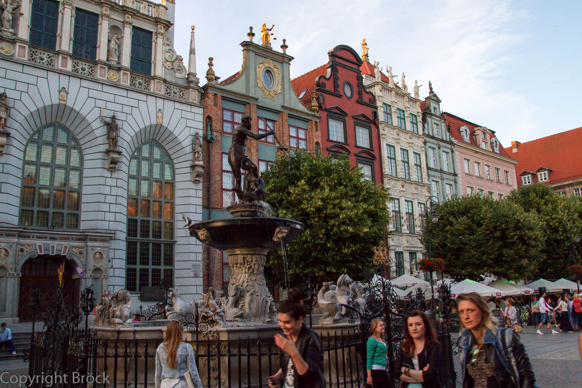 Danzig Langer Markt Artus Hof Goldener Hahn Neptun-Brunnen