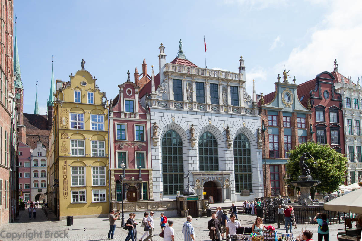 Danzig Langer Markt Artus Hof Goldener Hahn Neptun-Brunnen